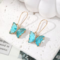 Crystal Butterfly Wing Drop Earrings Gold Hooks 11 Colors view 12