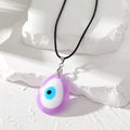 Teardrop Resin Evil Eye Pendant Necklaces on Black Cords view 8