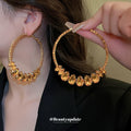 Champagne Crystal Teardrop Large Statement Hoop Earrings view 1
