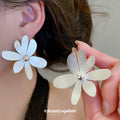 Matte Gold And Silver Tone Metal Flower Stud Earrings view 3