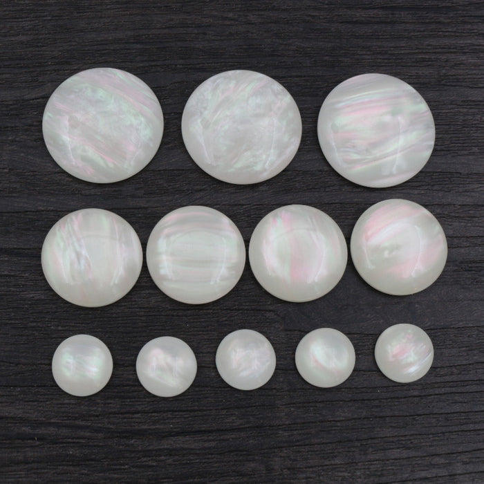 White Imitation Shell Round Resin Flatback Cabochons