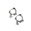 Silver Tone Crystal Butterfly Huggie Hoop Earrings view 5