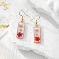 Slim Rectangular Pressed Flower Drop Earrings in Twelve Designs view 3