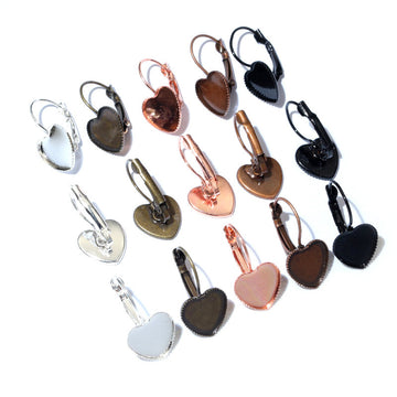 Heart Leverback Earring Bezel Trays in Four Finishes