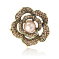 Layered Rose Crystal Brooch with Pearl Center in Two Finishes view 5