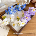 Fabric Flower Gold U-Pin Hair Sticks White Purple Blue view 2