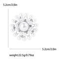 Round Faux Pearl Flower Brooch in Silver and Gold Tones view 6