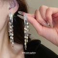 Cascading Sequin Tassel Earrings in Gold and Silver Tone view 4