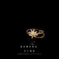 Gold Tone Double Band Clear Stone Starburst Open Ring view 3