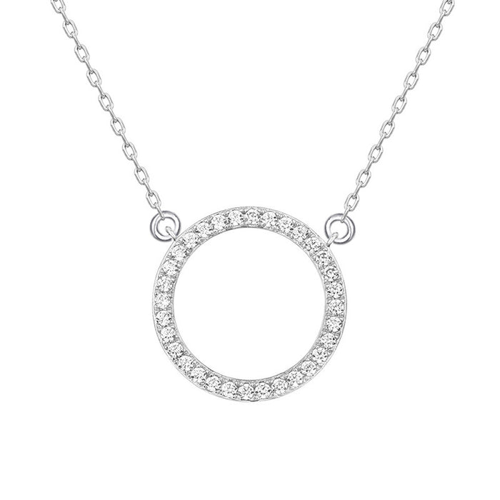 Gold Silver Clear Pave Open Circle Studs and Pendant Necklace