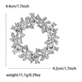 Rhinestone Leaf Wreath Circle Brooch Gold or Silver Tone view 7