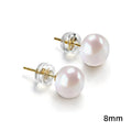 Faux Pearl Stud Earrings Gold Post Clear Backs 5-10mm Sizes view 8
