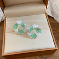Pastel Crystal Swirl Stud Earrings in Two Colors with Crystal Accents view 7