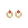 Three Color Round Stone Look Gold Tone Dangle Stud Earrings view 5