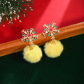 Snowflake Colorful Pom Pom Holiday Dangle Stud Earrings view 8