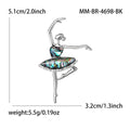 Silver Ballerina Brooch Abalone Shell Tutu Clear Rhinestones view 5