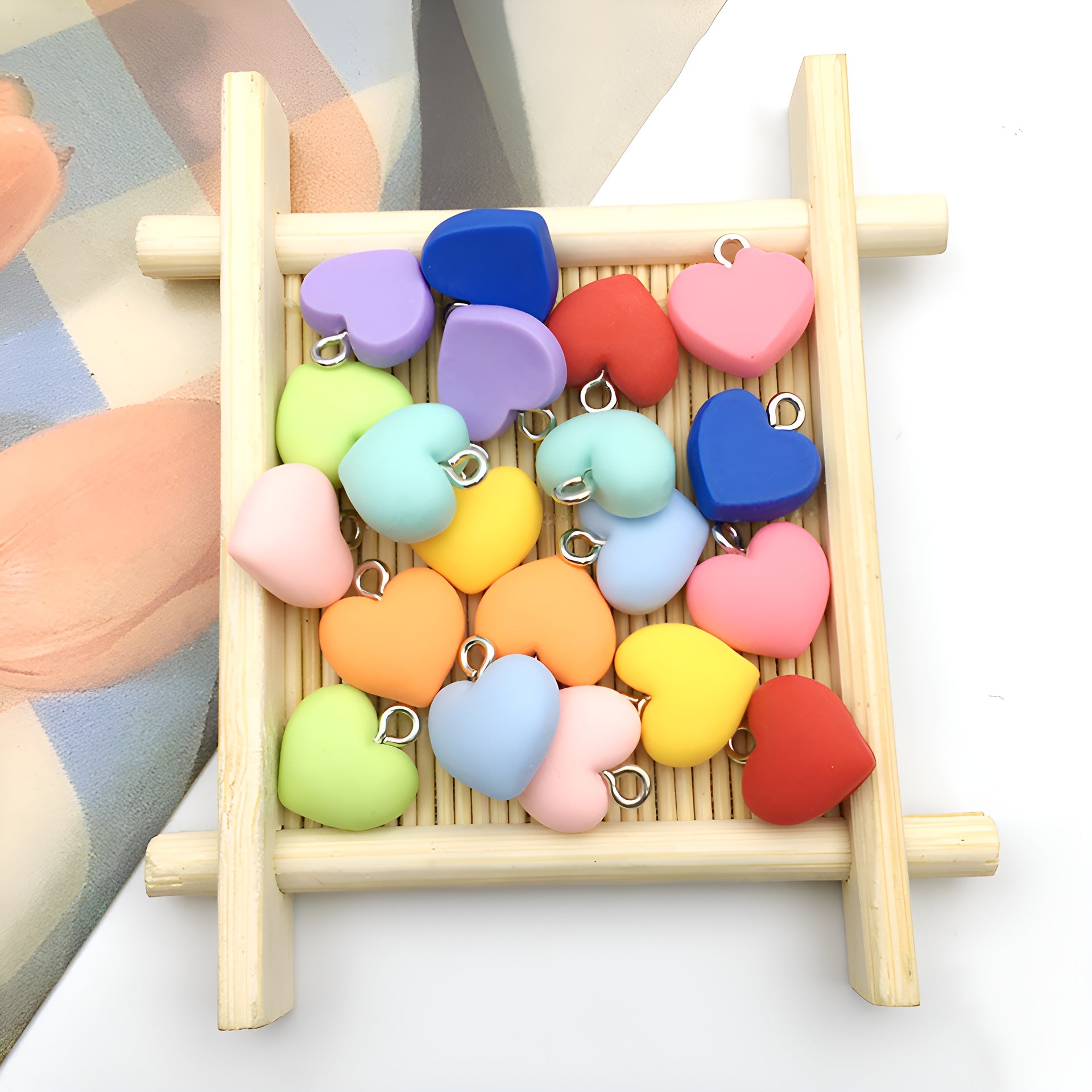 Resin Colorful Heart Charm Pendant for DIY Earrings Keychain Necklace Jewelry Making