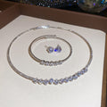 Silver Crystal Tennis Pearl Ball Choker Bracelet Studs view 6