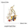 Tropical Fish and Coral Brooch With Pearl and Red Starfish view 4