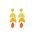 Woven Leaf Drop Earrings in Pink and Yellow Fashion Jewelry view 5