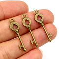Vintage Key Charms in Antique Bronze and Silver Tone Finishes view 6