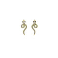 Sculpted Gold Snake Crystal Look Long Dangle Stud Earrings view 5