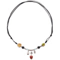Black Multi Cord Ceramic Bead Fortune Charm Necklace view 5