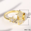 Open Adjustable Multi Star Pave Clear Stone Finger Ring Trio view 5