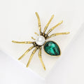 Pearl Body Spider Brooch in Green Gold or Black Silver view 3