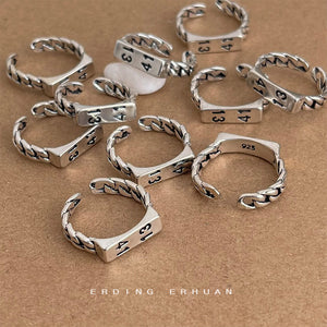 Silver Tone 1314 Open Adjustable Cuban Chain Band Ring
