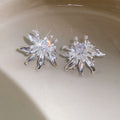 Radiating Crystal Flower Stud Earrings in Two Metal Tones view 7