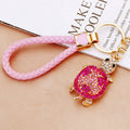 Jeweled Turtle Keychains in Purple Pink and Blue with Braided Loops view 7