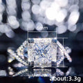 White Gold Princess Square Clear Stone Ring X Band Sizes 6-10 view 5