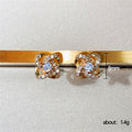 Gold And Silver Tone Flower Knot Clear Stone Stud Earrings view 5