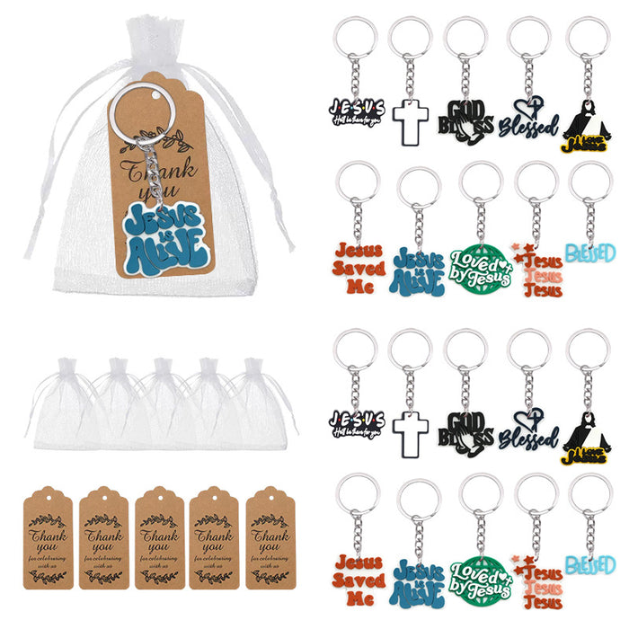 Jesus Faith Acrylic Phrase Keychains Ten Style Mix