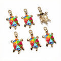 Colorful Enamel Turtle Pendants with Gold Tone Loops in 13 Styles view 12