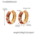 Enamel Flower Huggie Hoop Earrings Black Red and Blue view 7