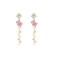 Purple Grape Bead Pearl Flower Tassel Dangle Earrings view 5