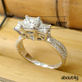Silver Princess Three Stone Clear CZ Split Shank Ring view 5
