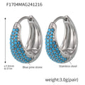Teardrop Pave Hoop Earrings Zircon Blue Pine Three Sizes view 8