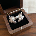 Layered Floral Crystal Stud Earrings in Gold and Silver Tones view 7
