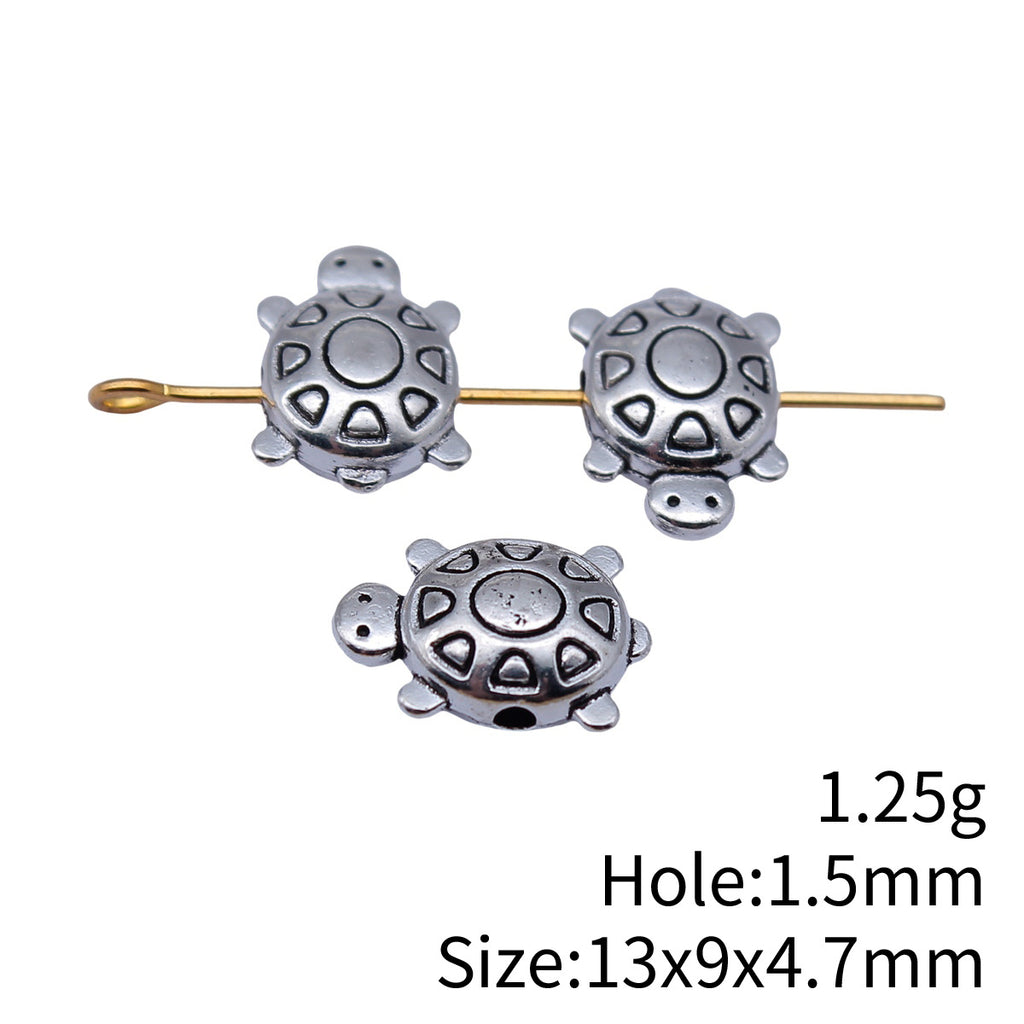 13x9x4.7mm 1.25g Antique Silver Zinc Alloy Sea Turtle Loose Metal Double Sided Beads for DIY Bracelet Jewelry Making