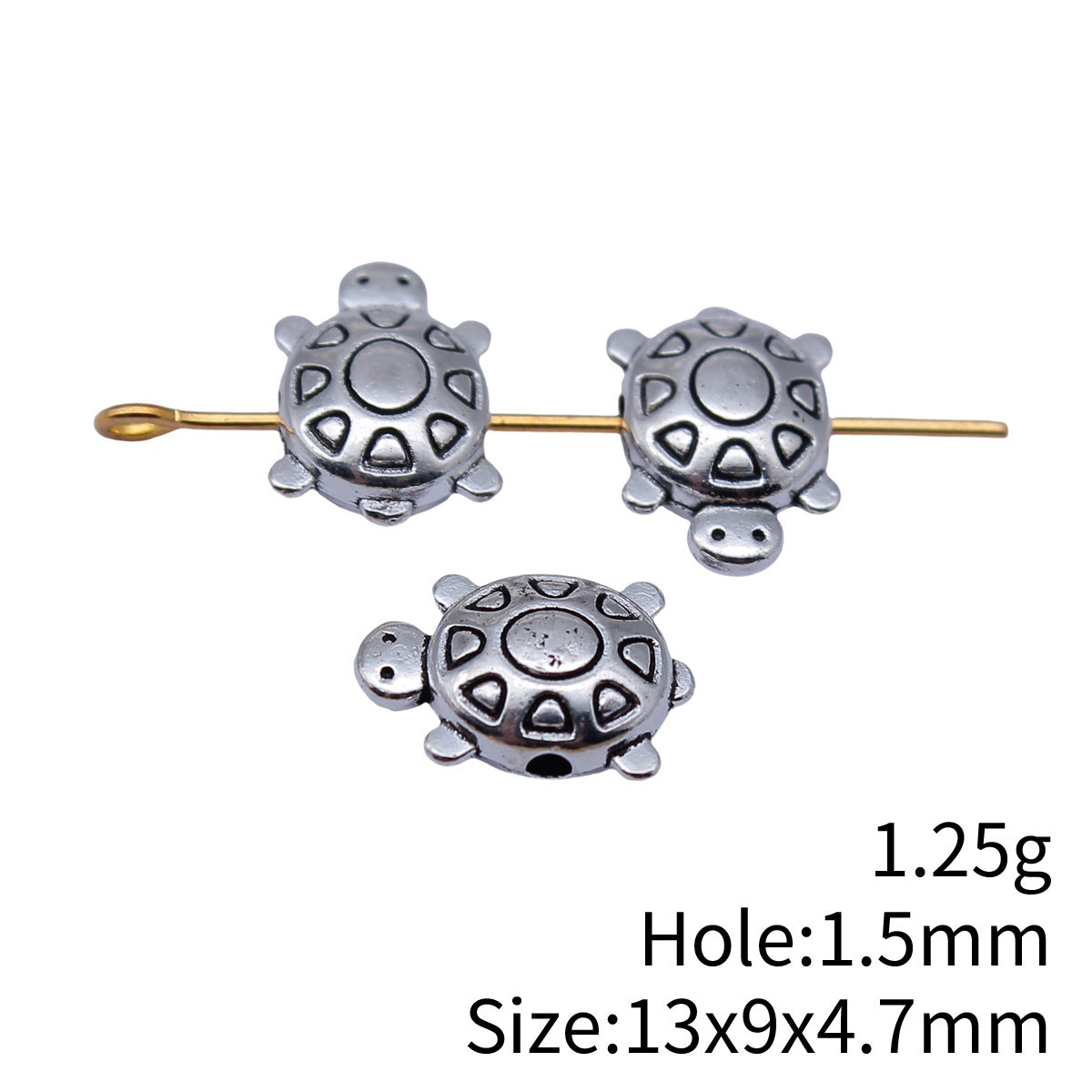 13x9x4.7mm 1.25g Antique Silver Zinc Alloy Sea Turtle Loose Metal Double Sided Beads for DIY Bracelet Jewelry Making