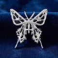 Shell Butterfly Dangle Brooch With Faceted Crystals And Polished Metal Details view 4