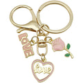 Pink Love Rose and Heart Metal Keychain Collection view 5
