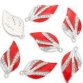 Striped Enamel Leaf Metal Jewelry Charms, 10 Colorways view 9