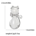Cat Brooch Milky White Cabochon Crystal Bow Gold Silver view 7