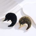 Black Gold Tone Hedgehog Enamel Two Designs Metal Brooch Pin view 4