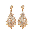 Gold-Tone Crystal Leaf Cluster Drop Earrings - One Style view 5