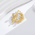 Gold Tone Crystal Wheat Wreath Bow Metal Brooch Pin view 4